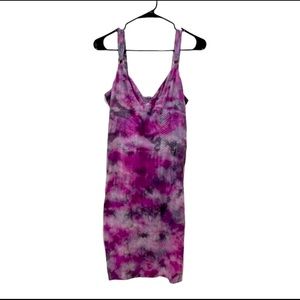 Venus Womens Purple Tie Dye Sleeveless V Neck Silk Mini Dress Size 2